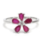Stříbro 925/1000 - Prsten s Madagaskarským Rubínem a Bílým Topazem - Karátové číslo: 1.46. přibližná hmotnost: 2.28 gramů