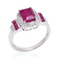Stříbro 925/1000 - Prsten s Madagaskarským Rubínem a Bílým Topazem - Karátové číslo: 2.68. přibližná hmotnost: 3.71 gramů