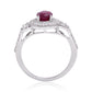 Stříbro 925/1000 - Prsten s Madagaskarským Rubínem a Bílým Topazem - Karátové číslo: 2.52. přibližná hmotnost: 3.95 gramů