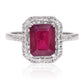 Stříbro 925/1000 - Prsten s Madagaskarským Rubínem a Bílým Topazem - Karátové číslo: 3.75. přibližná hmotnost: 3.63 gramů