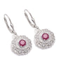 Stříbro 925/1000 - Náušnice s Madagaskarským Rubínem a Bílým Topazem - Karátové číslo: 1.38. přibližná hmotnost: 4.56 gramů
