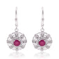 Stříbro 925/1000 - Náušnice s Madagaskarským Rubínem a Bílým Topazem - Karátové číslo: 1.38. přibližná hmotnost: 4.56 gramů