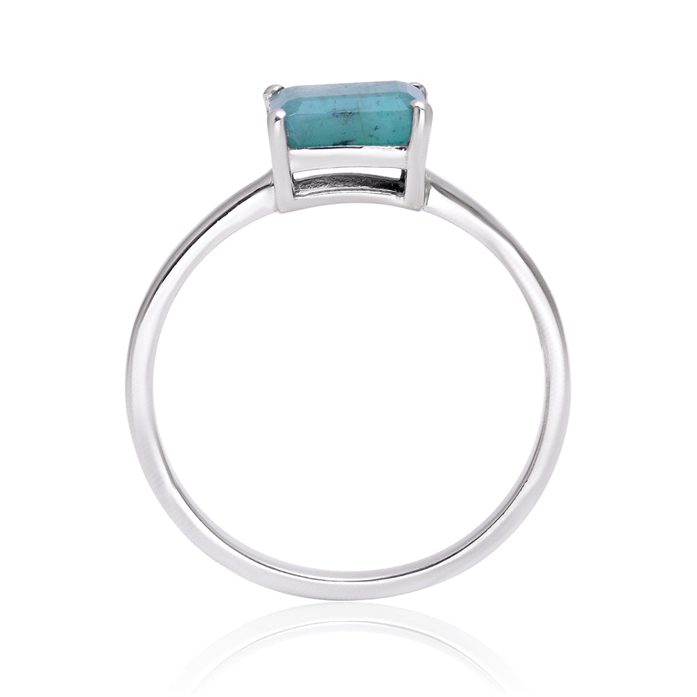 Stříbro 925/1000 - Prsten s Brazilským Smaragdem - Karátové číslo: 1. přibližná hmotnost: 1.9 gramů 2 