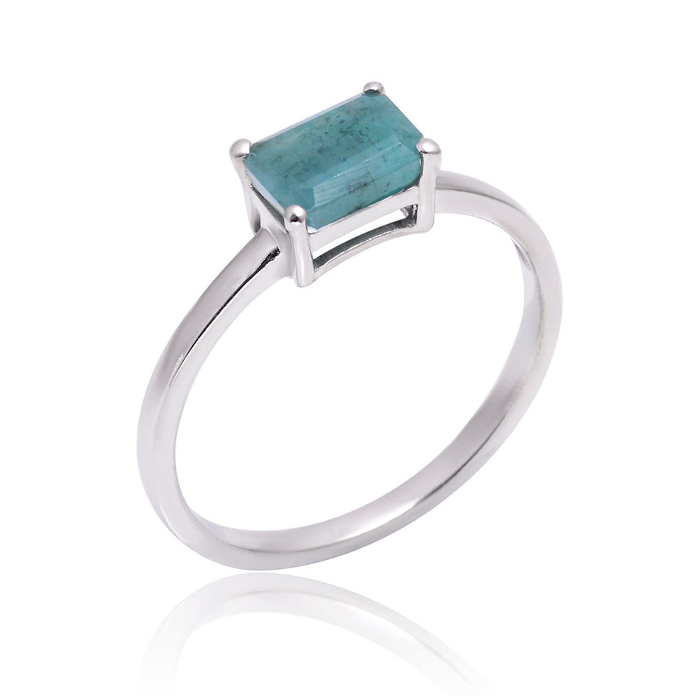 Stříbro 925/1000 - Prsten s Brazilským Smaragdem - Karátové číslo: 1. přibližná hmotnost: 1.9 gramů 4 