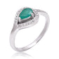Stříbro 925/1000 - Prsten s Brazilským Smaragdem a Bílým Topazem - Karátové číslo: 0.7. přibližná hmotnost: 3.42 gramů