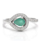 Stříbro 925/1000 - Prsten s Brazilským Smaragdem a Bílým Topazem - Karátové číslo: 0.7. přibližná hmotnost: 3.42 gramů