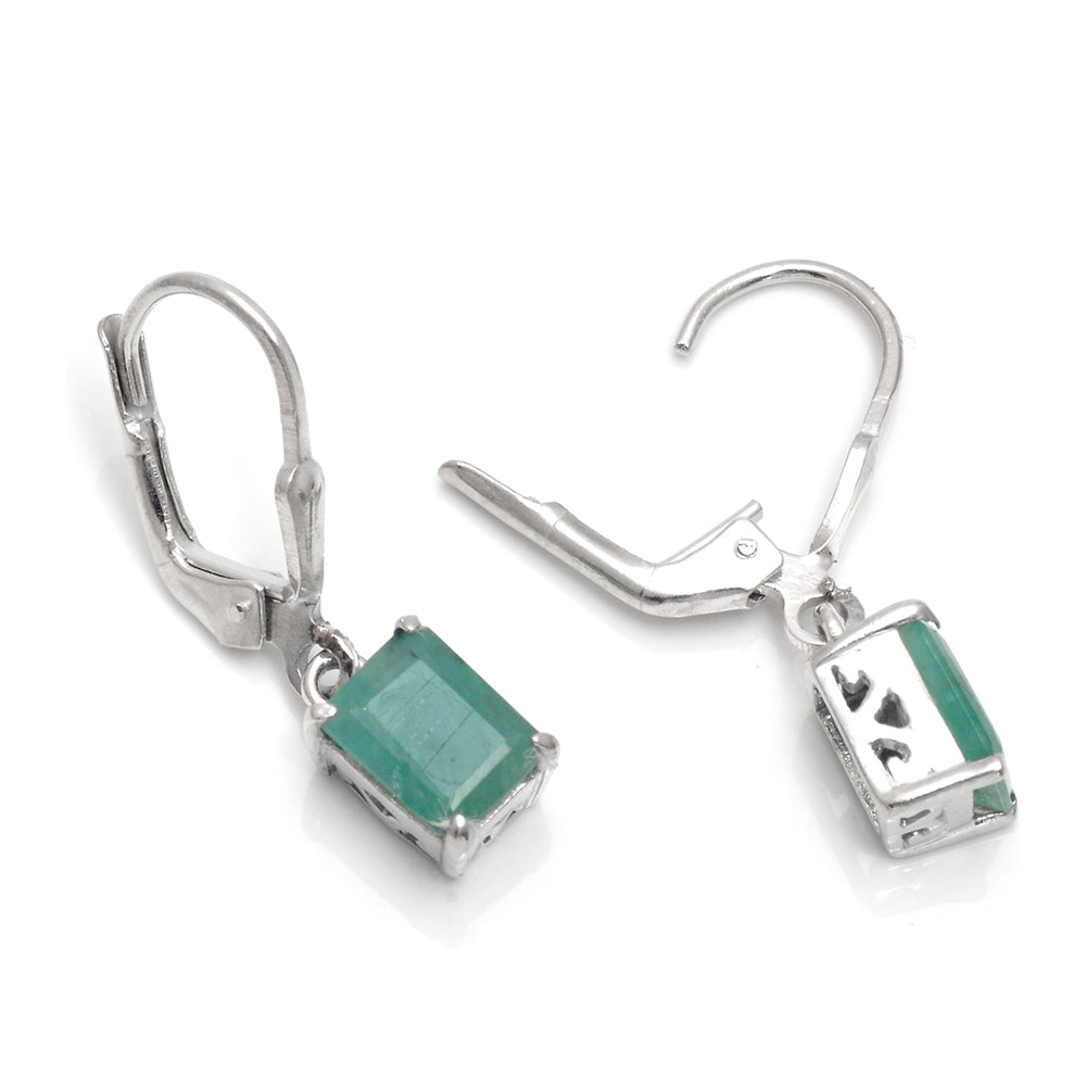 Stříbrné Náušnice s Brazilským Smaragdem