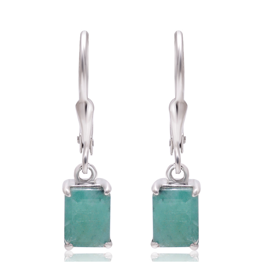 Stříbrné Náušnice s Brazilským Smaragdem 4 