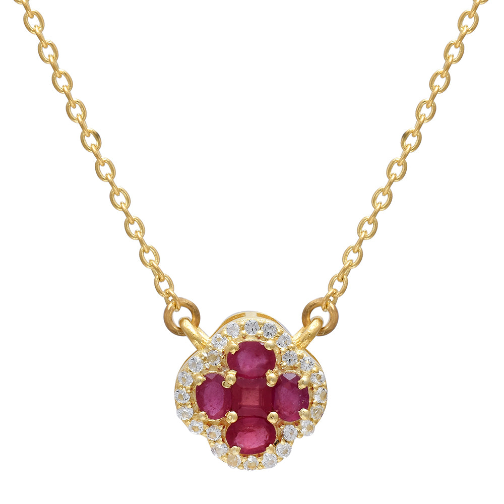 Pozlacené Stříbro 925/1000 - Náhrdelník s Madagaskarským Rubínem - Karátové číslo: 1.25. přibližná hmotnost: 4.02 gramů 1 