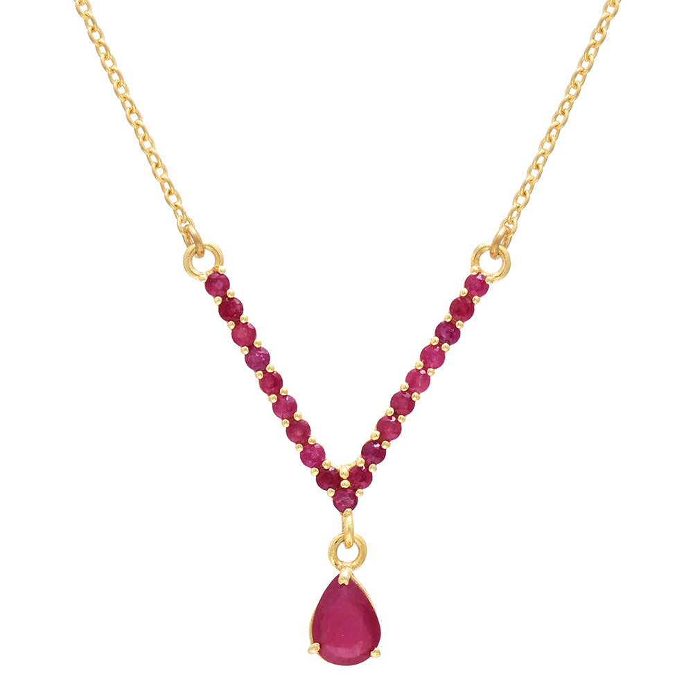 Pozlacené Stříbro 925/1000 - Náhrdelník s Madagaskarským Rubínem - Karátové číslo: 2.54. přibližná hmotnost: 4.26 gramů 1 