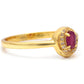 Pozlacené Stříbro 925/1000 - Prsten s Madagaskarským Rubínem a Bílým Topazem - Karátové číslo: 0.09. přibližná hmotnost: 1.83 gramů