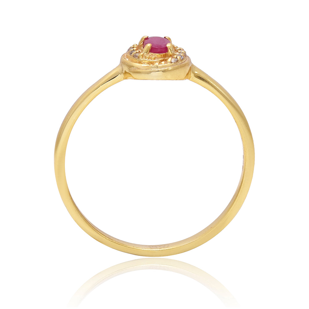 Pozlacené Stříbro 925/1000 - Prsten s Madagaskarským Rubínem a Bílým Topazem - Karátové číslo: 0.09. přibližná hmotnost: 1.83 gramů 8 