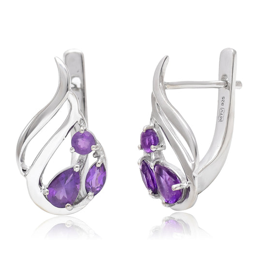 Pozlacené Stříbrné Náušnice s Marockým Ametystem