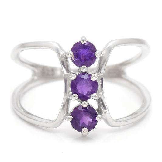 Pozlacené Stříbro 925/1000 - Prsten s Marockým Ametystem - Karátové číslo: 0.86. přibližná hmotnost: 2.72 gramů