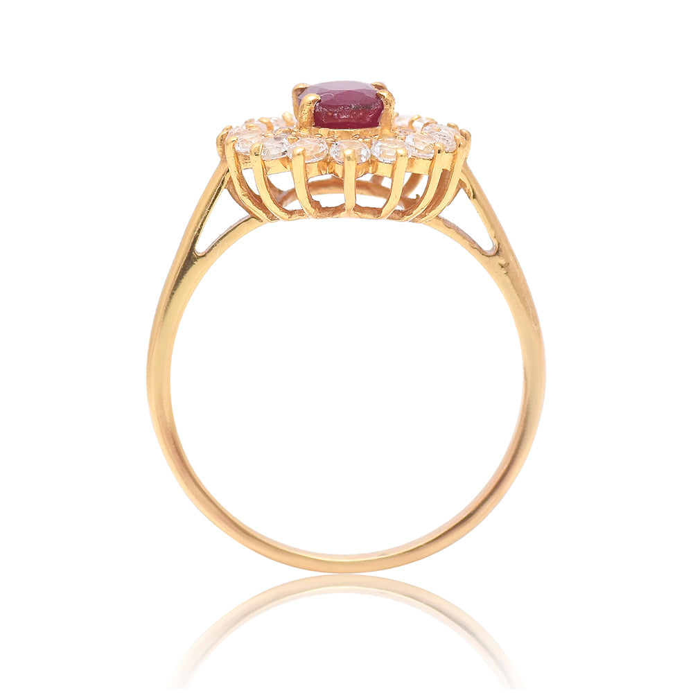 Pozlacený Stříbrný Prsten s Madagaskarským Rubínem a Bílým Topazem 3 