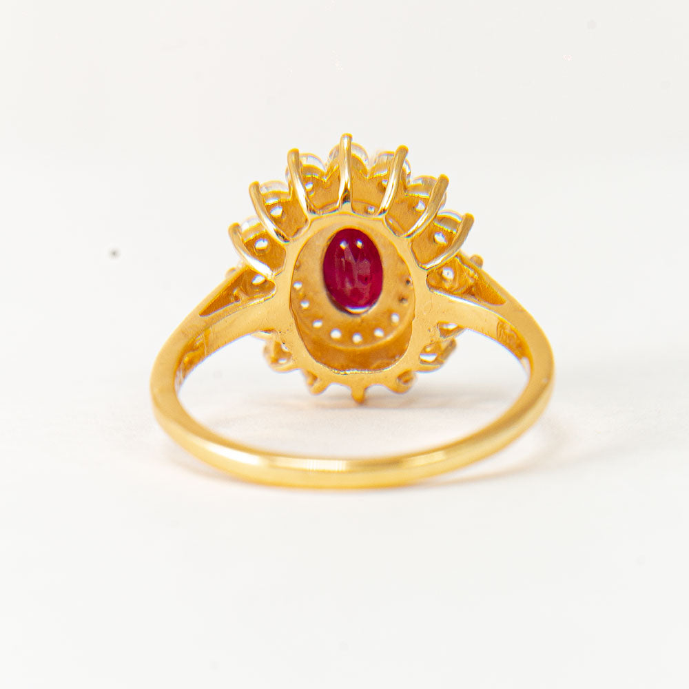 Pozlacený Stříbrný Prsten s Madagaskarským Rubínem a Bílým Topazem 5 