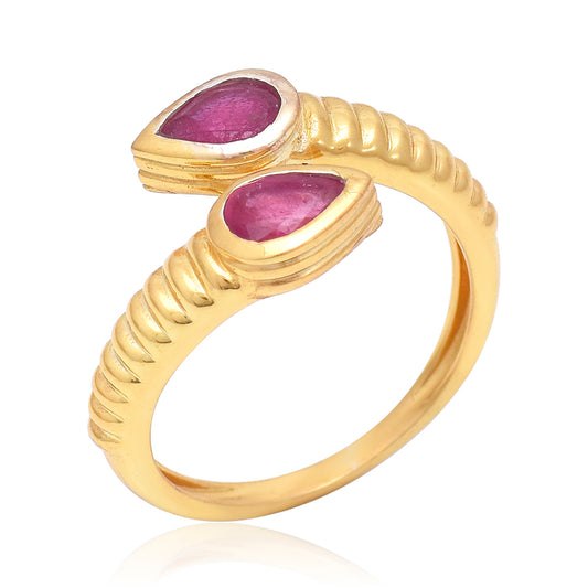 Pozlacený Stříbrný Prsten s Madagaskarským Rubínem