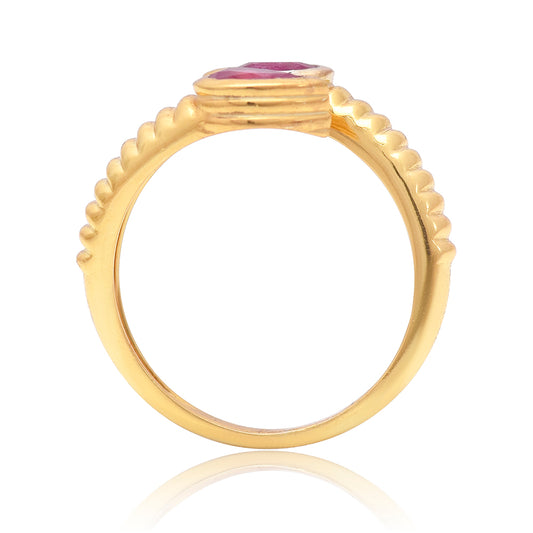 Pozlacený Stříbrný Prsten s Madagaskarským Rubínem