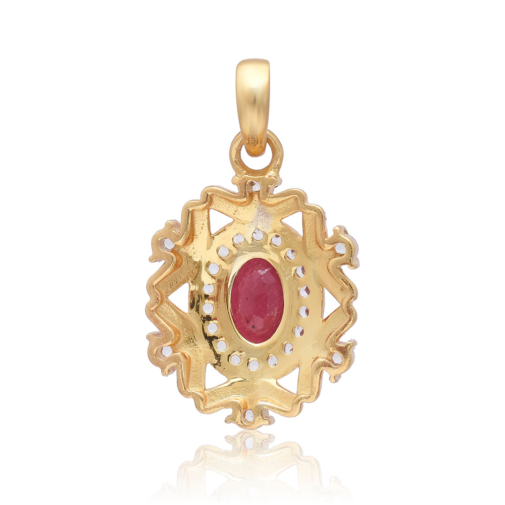 Pozlacený Stříbrný Přívěsek s Madagaskarským Rubínem a Bílým Topazem 2 