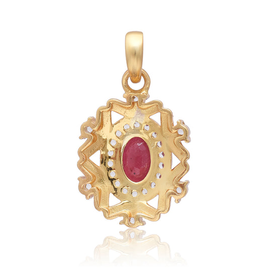 Pozlacený Stříbrný Přívěsek s Madagaskarským Rubínem a Bílým Topazem