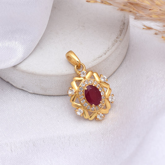 Pozlacený Stříbrný Přívěsek s Madagaskarským Rubínem a Bílým Topazem
