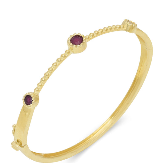 Pozlacené Stříbro 925/1000 - Náramek s Madagaskarským Rubínem - Karátové číslo: 2. přibližná hmotnost: 9.92 gramů