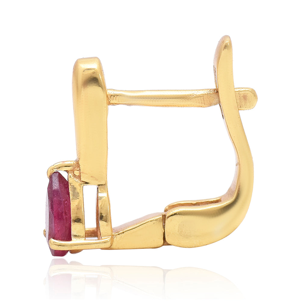 Pozlacené Stříbro 925/1000 - Náušnice s Madagaskarským Rubínem - Karátové číslo: 1.35. přibližná hmotnost: 3.63 gramů 2 