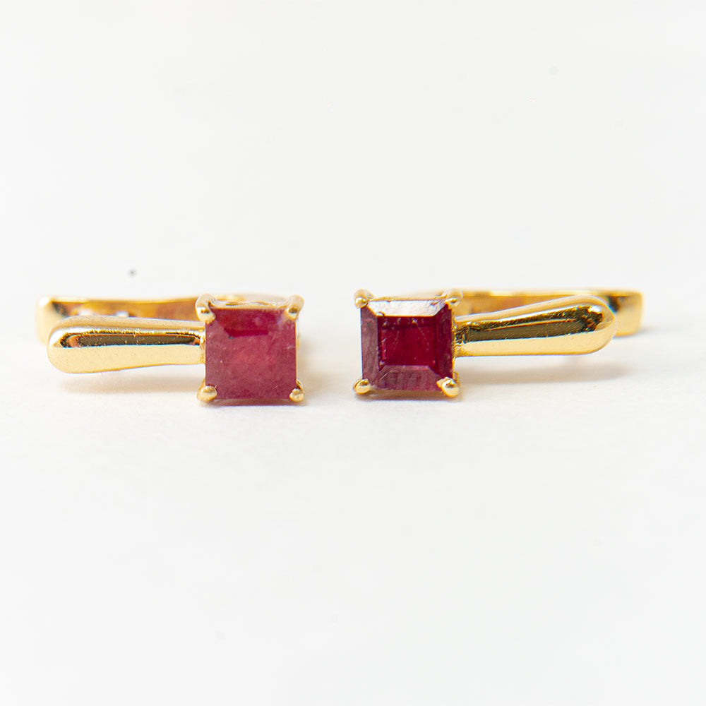 Pozlacené Stříbro 925/1000 - Náušnice s Madagaskarským Rubínem - Karátové číslo: 1.54. přibližná hmotnost: 4.15 gramů 3 