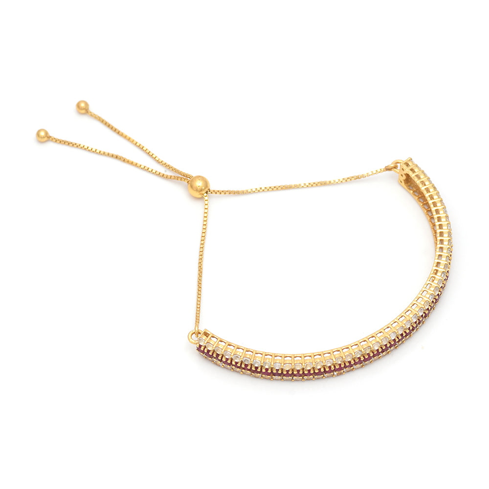 Pozlacený Stříbrný Náramek s Madagaskarským Rubínem a Bílým Topazem 3 