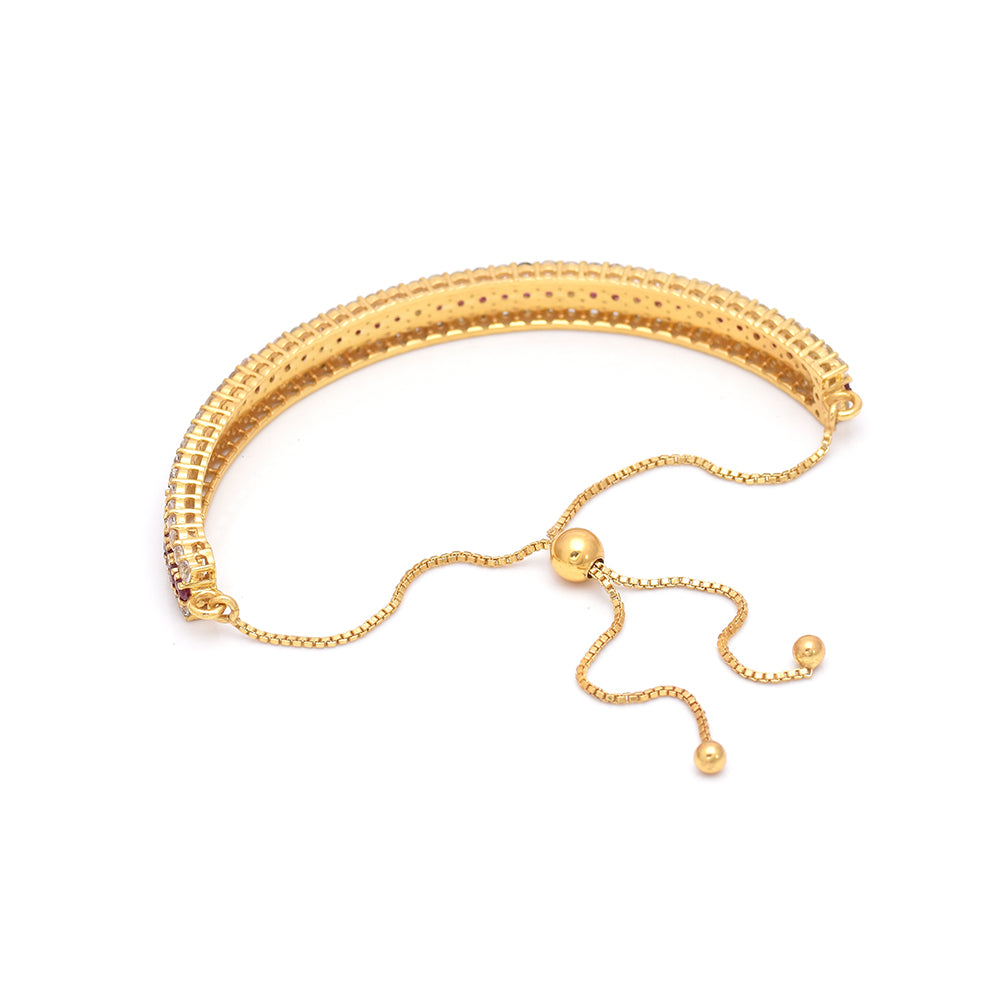 Pozlacený Stříbrný Náramek s Madagaskarským Rubínem a Bílým Topazem