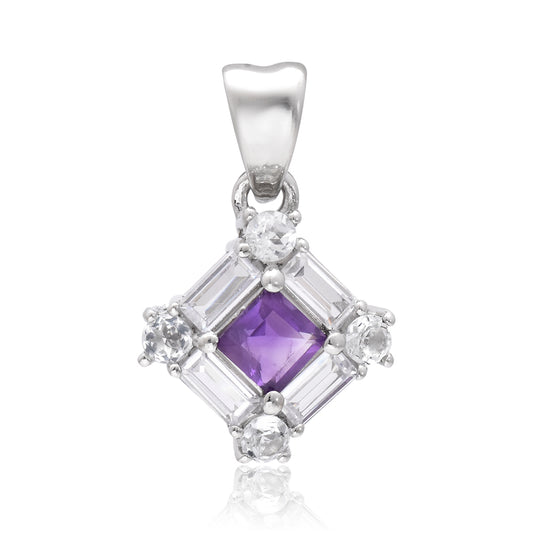 Stříbro 925/1000 - Přívěsek s Marockým Ametystem a Bílým Topazem - Karátové číslo: 0.95. přibližná hmotnost: 2.4 gramů