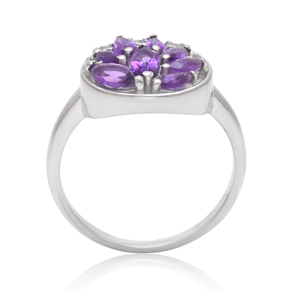 Stříbrný Prsten s Marockým Ametystem a Bílým Topazem 4 