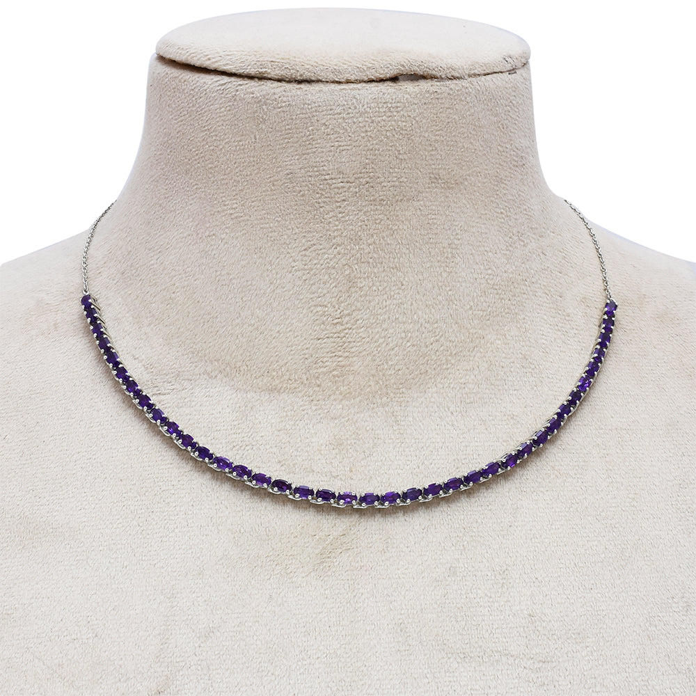 Stříbrný Náhrdelník s Marockým Ametystem