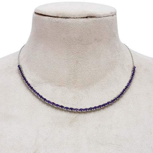 Stříbrný Náhrdelník s Marockým Ametystem