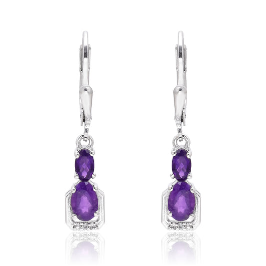 Stříbrné Náušnice s Marockým Ametystem