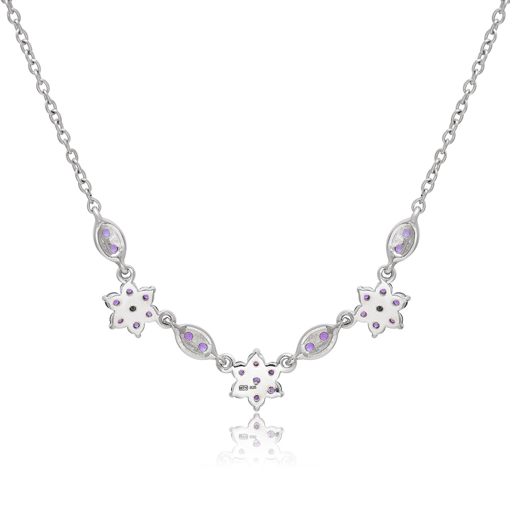 Stříbro 925/1000 - Náhrdelník s Marockým Ametystem - Karátové číslo: 0.87. přibližná hmotnost: 4.11 gramů