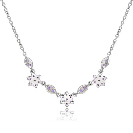 Stříbro 925/1000 - Náhrdelník s Marockým Ametystem - Karátové číslo: 0.87. přibližná hmotnost: 4.11 gramů