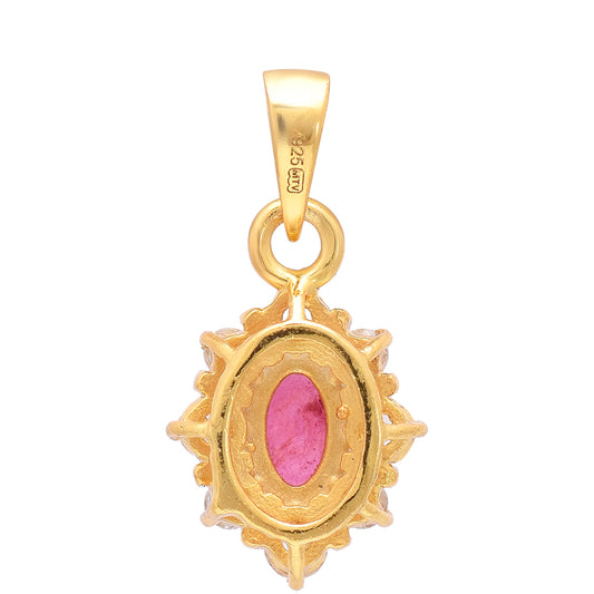 Pozlacený Stříbrný Přívěsek s Madagaskarským Rubínem a Bílým Topazem
