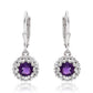 Stříbro 925/1000 - Náušnice s Marockým Ametystem a Bílým Topazem - Karátové číslo: 1.93. přibližná hmotnost: 3.82 gramů