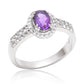Stříbro 925/1000 - Prsten s Marockým Ametystem a Bílým Topazem - Karátové číslo: 0.77. přibližná hmotnost: 3.58 gramů