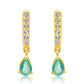 Pozlacené Stříbro 925/1000 - Náušnice s Brazilským Smaragdem a Bílým Topazem - Karátové číslo: 0.97. přibližná hmotnost: 3.18 gramů