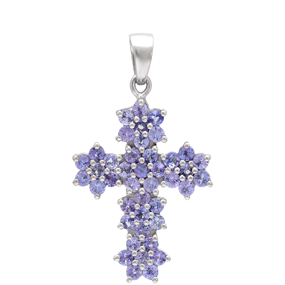 Kříž Stříbrný Přívěsek s AAA Tanzanitem