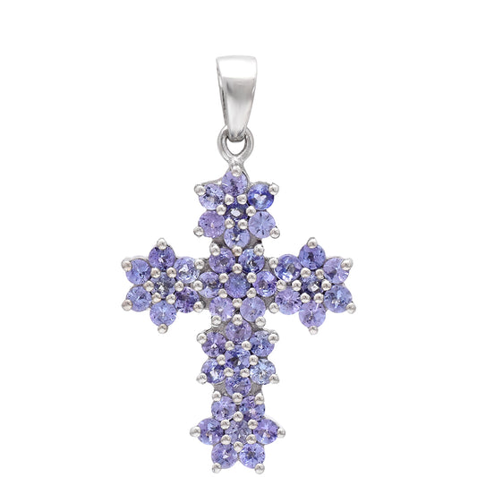Kříž Stříbrný Přívěsek s AAA Tanzanitem