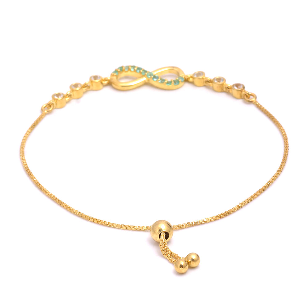 Pozlacené Stříbro 925/1000 - Náramek s Brazilským Smaragdem a Bílým Topazem - Karátové číslo: 0.5. přibližná hmotnost: 3.09 gramů