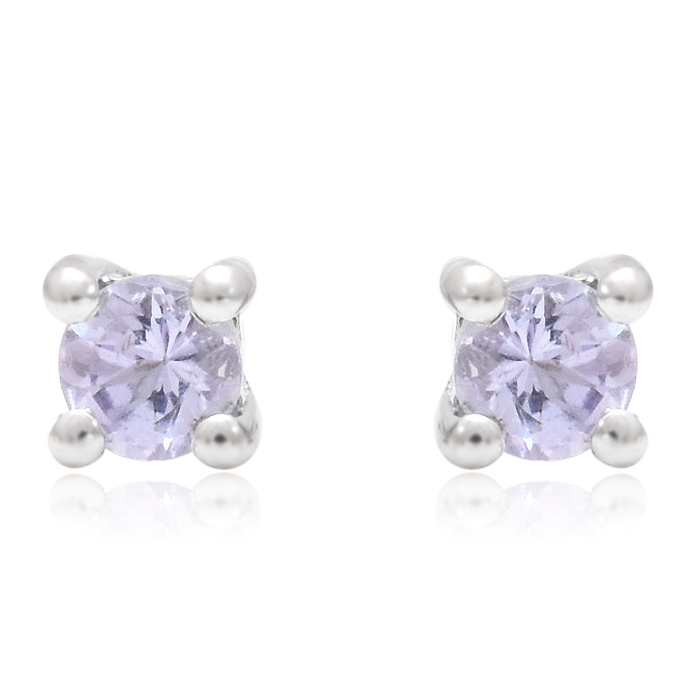 Stříbro 925/1000 - Náušnice s AAA Tanzanitem - Karátové číslo: 0.22. přibližná hmotnost: 0.72 gramů