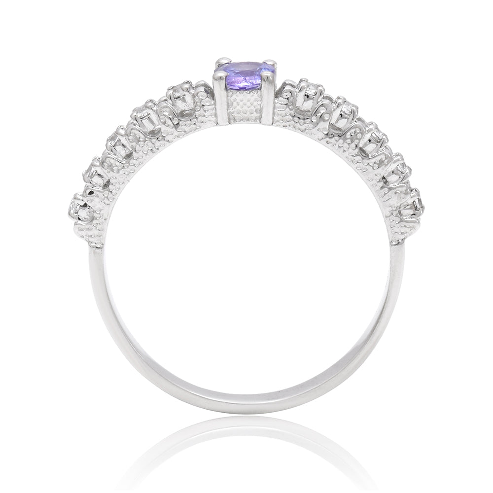 Stříbrný Prsten s AAA Tanzanitem a Bílým Topazem