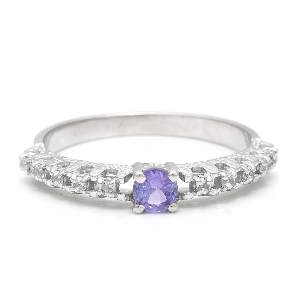 Stříbrný Prsten s AAA Tanzanitem a Bílým Topazem 4 