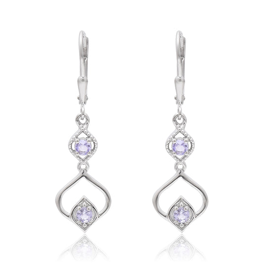 Stříbro 925/1000 - Náušnice s AAA Tanzanitem - Karátové číslo: 0.43. přibližná hmotnost: 2.91 gramů