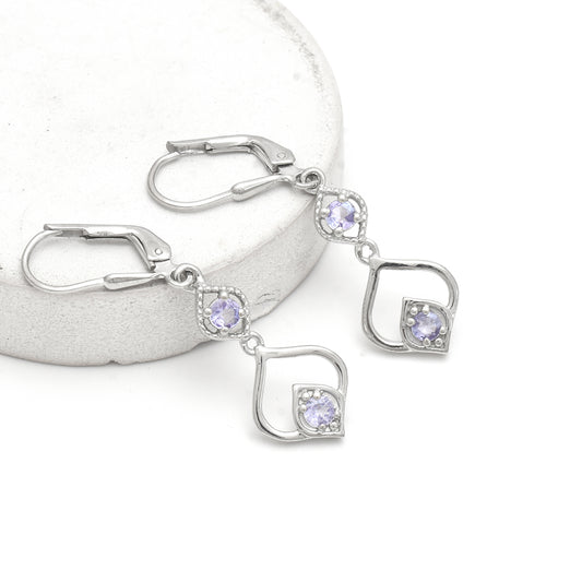 Stříbro 925/1000 - Náušnice s AAA Tanzanitem - Karátové číslo: 0.43. přibližná hmotnost: 2.91 gramů