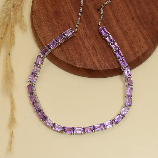 Stříbro 925/1000 - Náramek s Brazilským Ametystem - Karátové číslo: 2.57. přibližná hmotnost: 4.26 gramů